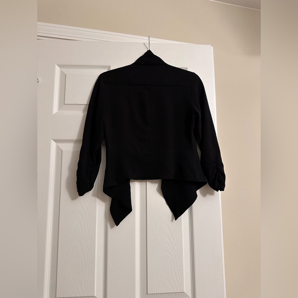 Michel Black Blazer Shawl Size M 3/4 Sleeves & Very Stretchy Size S - Picture 2 of 3